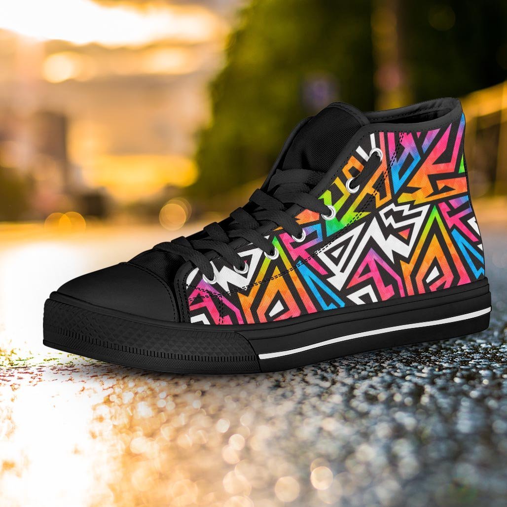 Graffiti Geometric Abstract Women's High Top Shoes-grizzshop