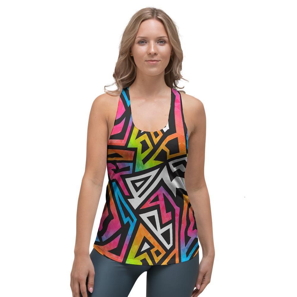 Graffiti Geometric Abstract Women's Racerback Tank Top-grizzshop