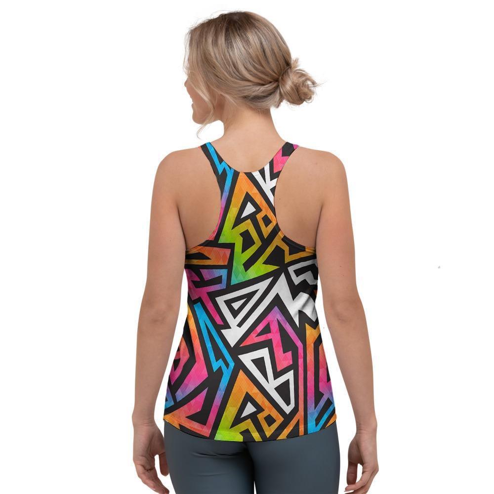 Graffiti Geometric Abstract Women's Racerback Tank Top-grizzshop