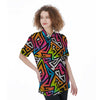 Graffiti Geometric Abstract Women's Short Sleeve Shirts-grizzshop