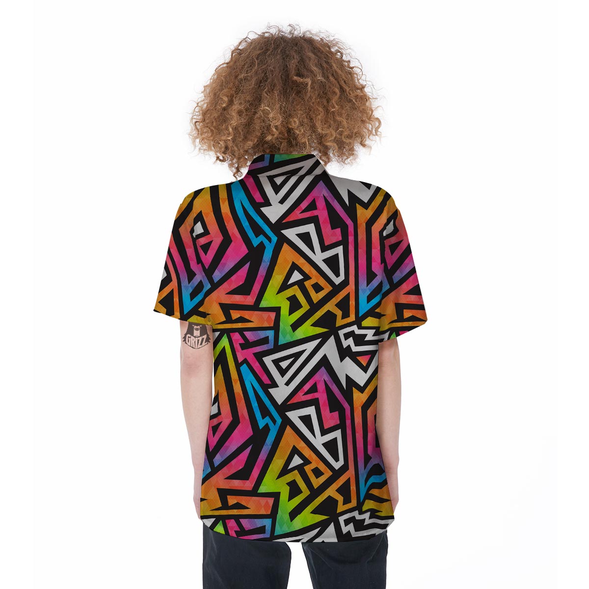 Graffiti Geometric Abstract Women's Short Sleeve Shirts-grizzshop