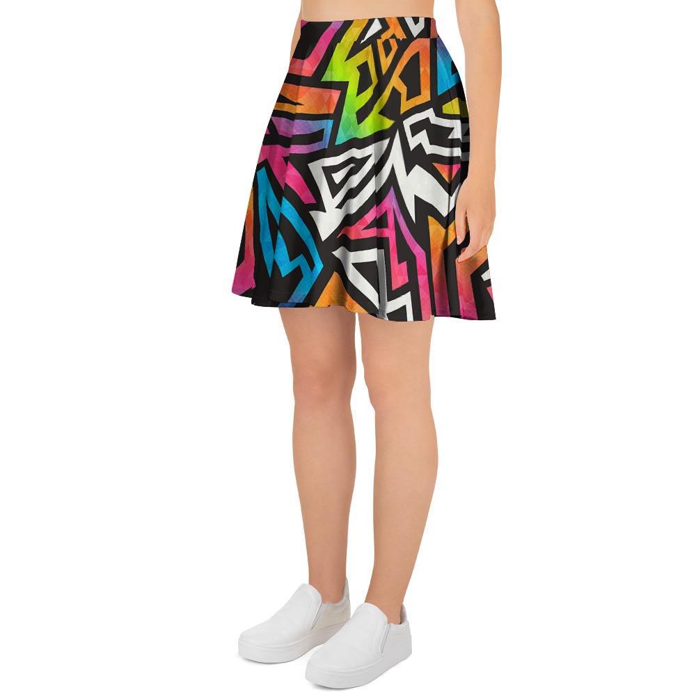 Graffiti Geometric Abstract Women's Skirt-grizzshop