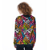 Graffiti Geometric Abstract Women's Zip Up Hoodie-grizzshop