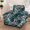 Graffiti Geometric Print Armchair Cover-grizzshop