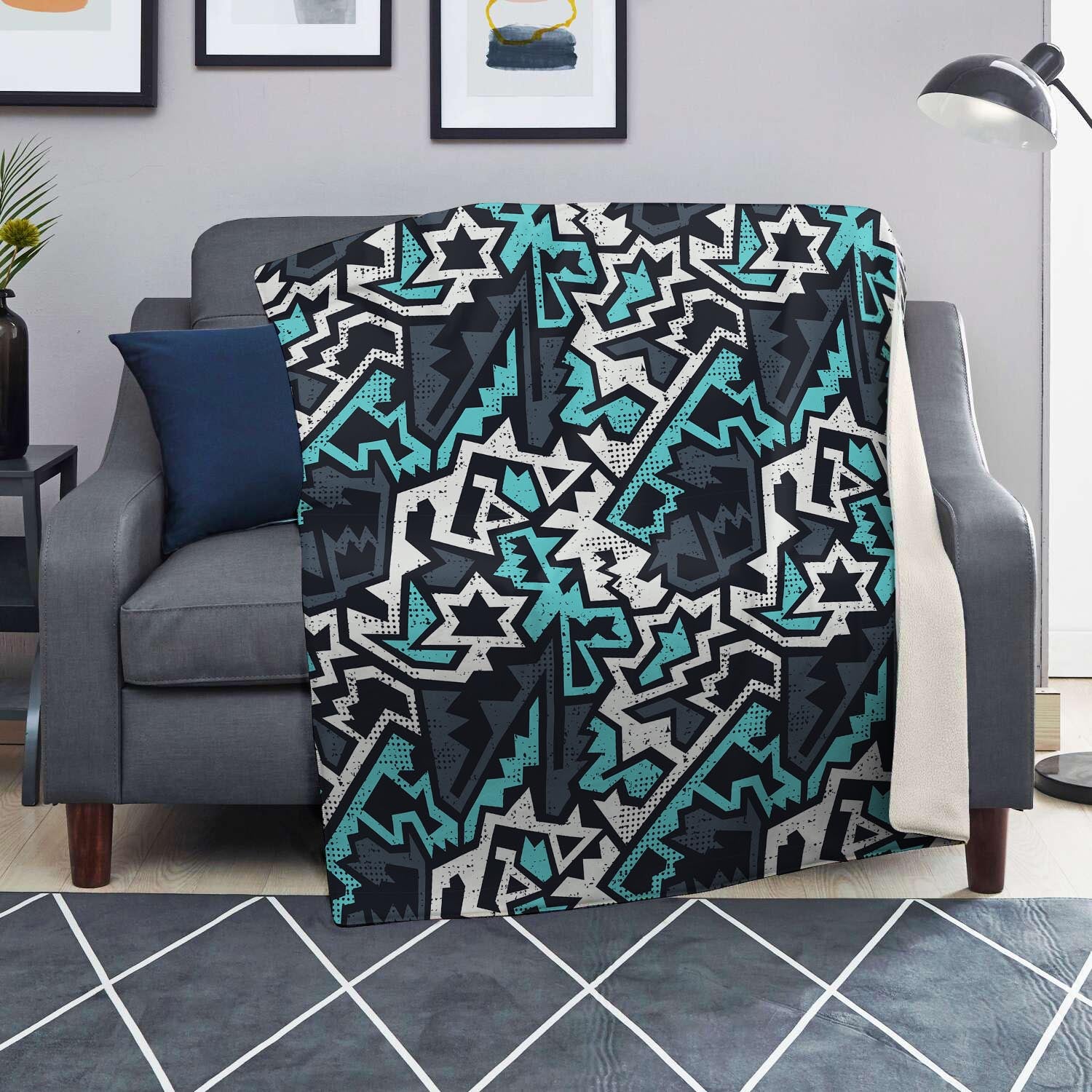 Graffiti Geometric Print Blanket-grizzshop