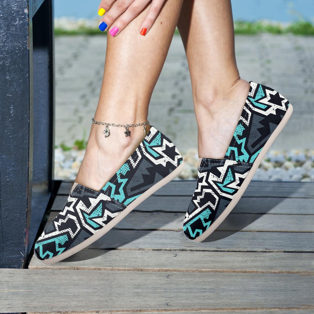 Graffiti Geometric Print Canvas Shoes-grizzshop