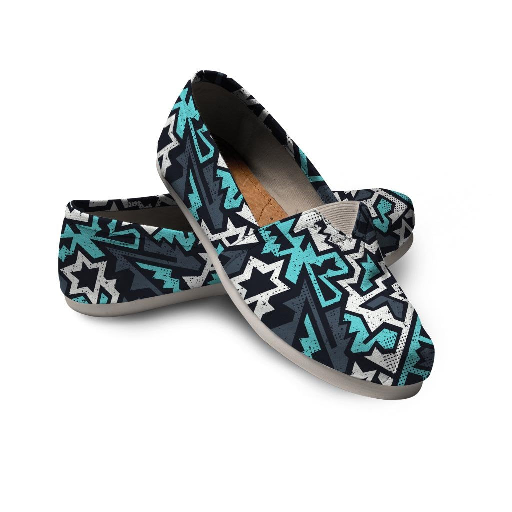 Graffiti Geometric Print Canvas Shoes-grizzshop