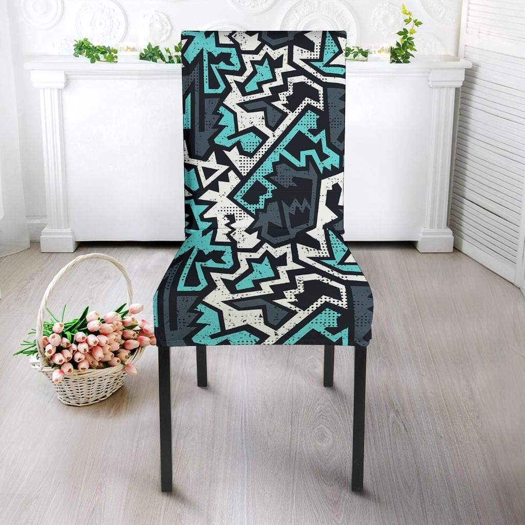 Graffiti Geometric Print Chair Cover-grizzshop