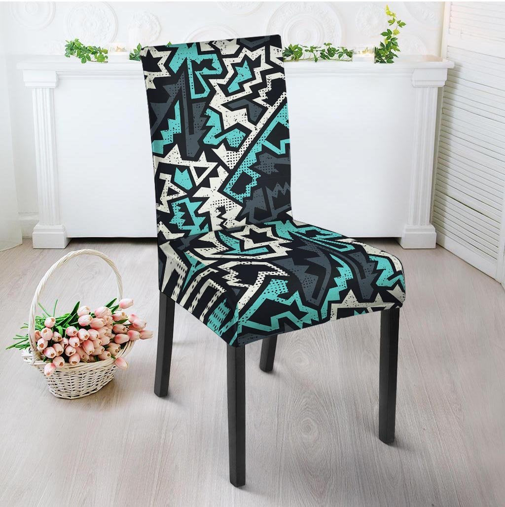 Graffiti Geometric Print Chair Cover-grizzshop