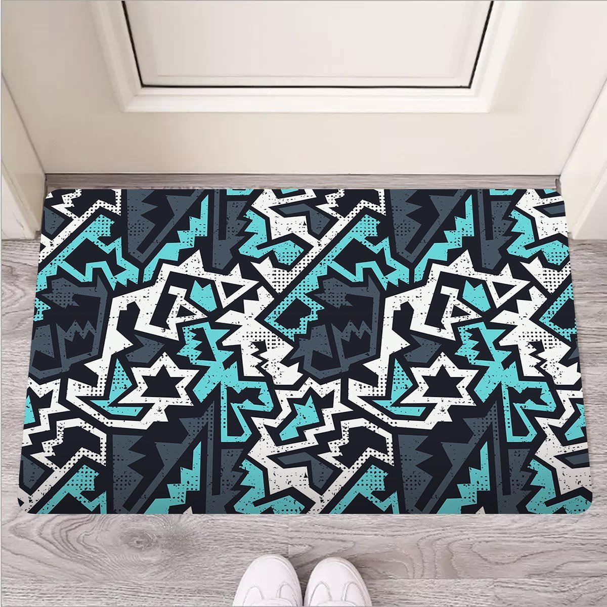 Graffiti Geometric Print Door Mat-grizzshop
