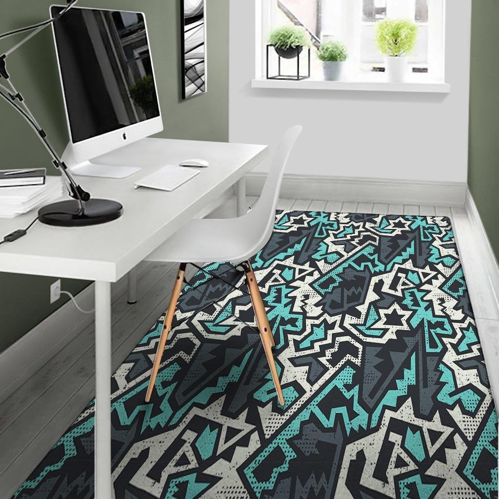 Graffiti Geometric Print Floor Mat-grizzshop