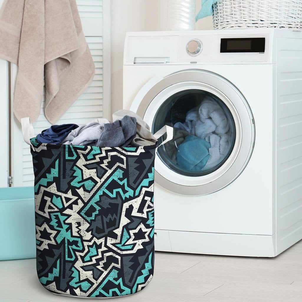 Graffiti Geometric Print Laundry Basket-grizzshop