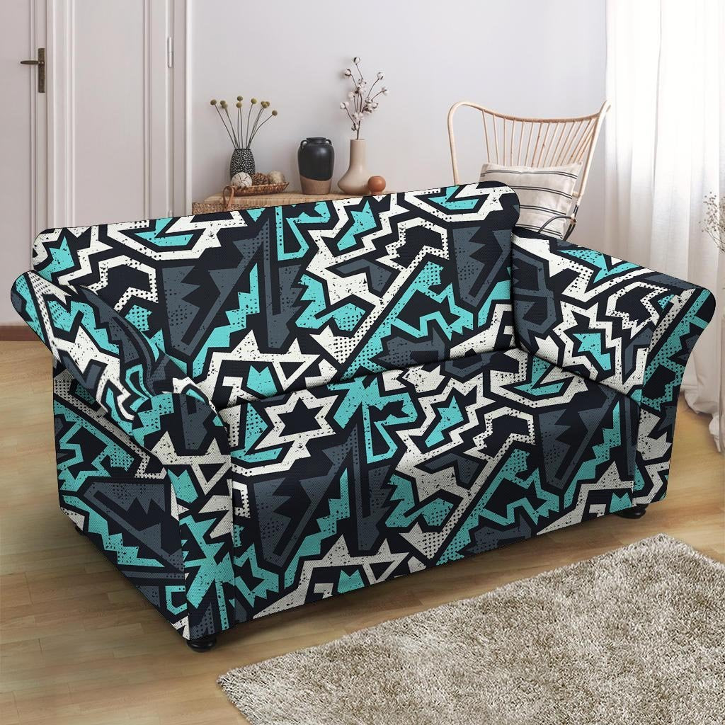 Graffiti Geometric Print Loveseat Cover-grizzshop