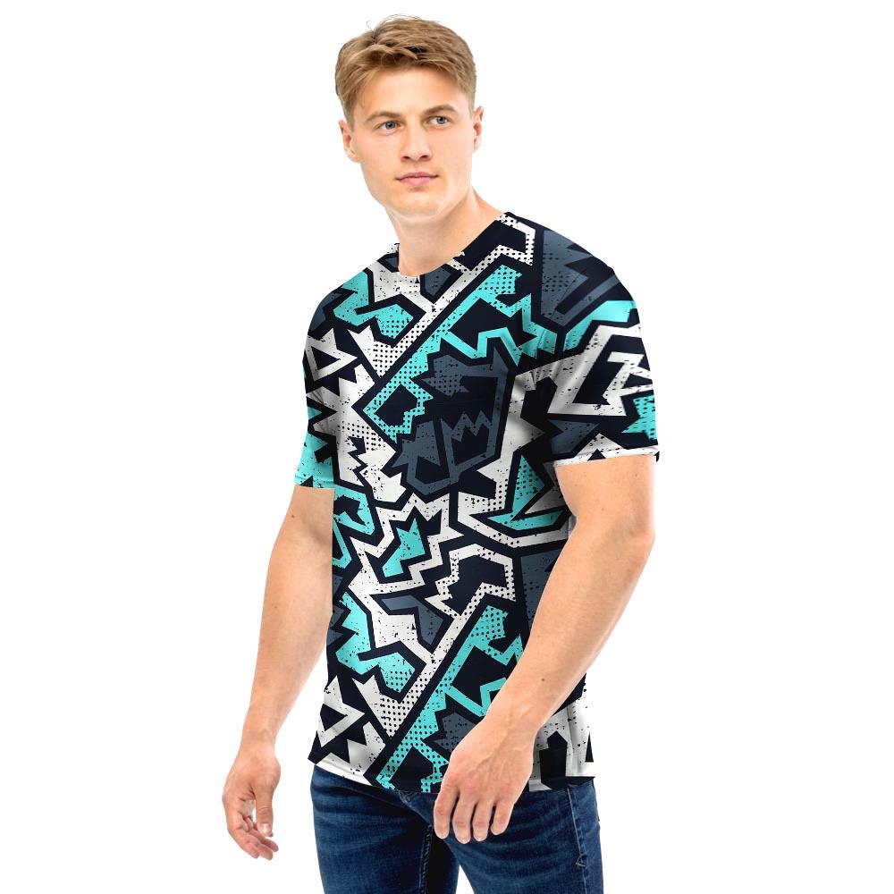 Graffiti Geometric Print Men T Shirt-grizzshop