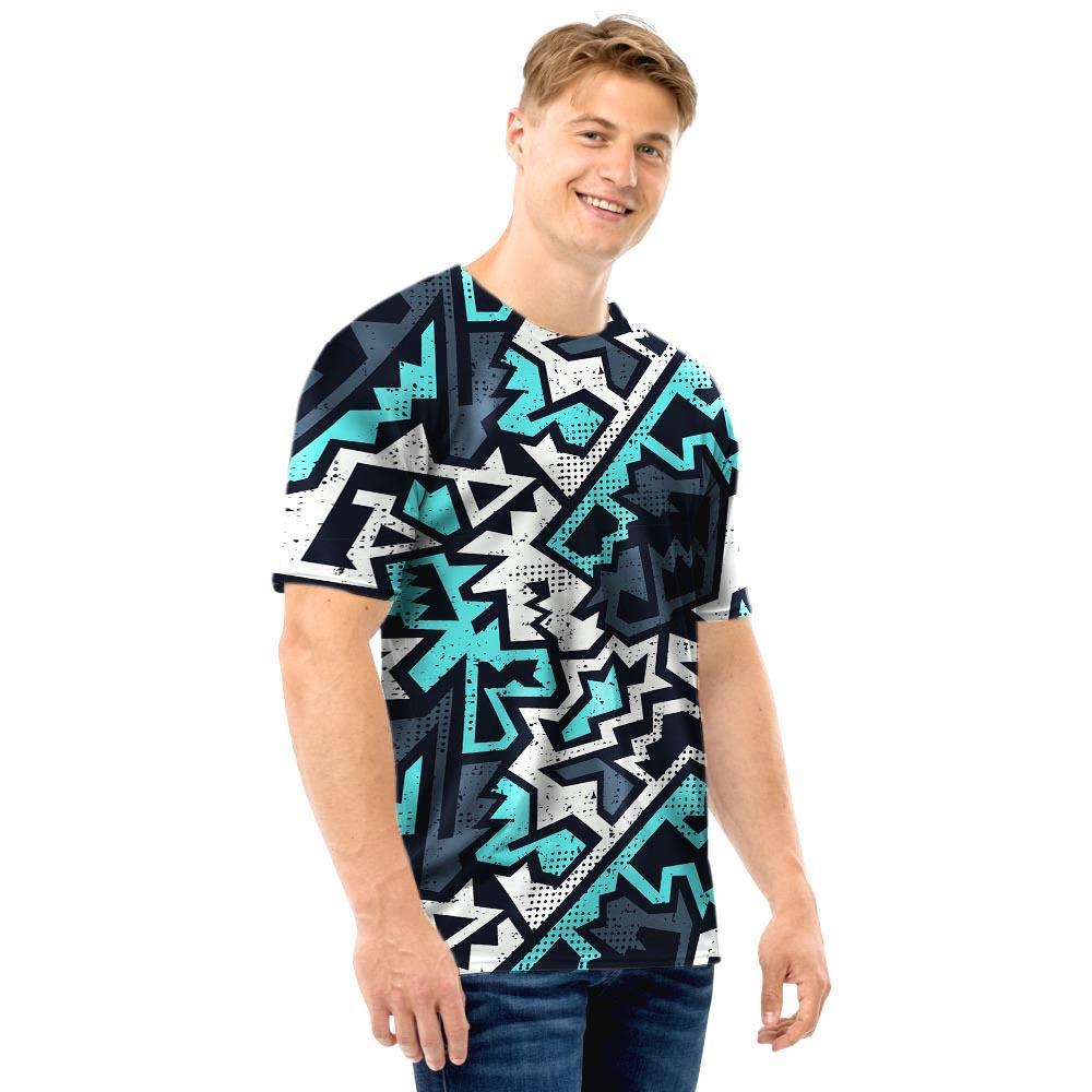 Graffiti Geometric Print Men T Shirt-grizzshop