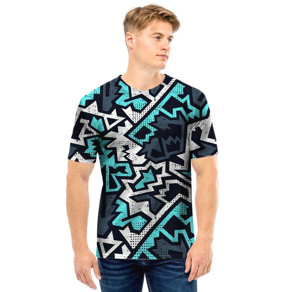 Graffiti Geometric Print Men T Shirt-grizzshop