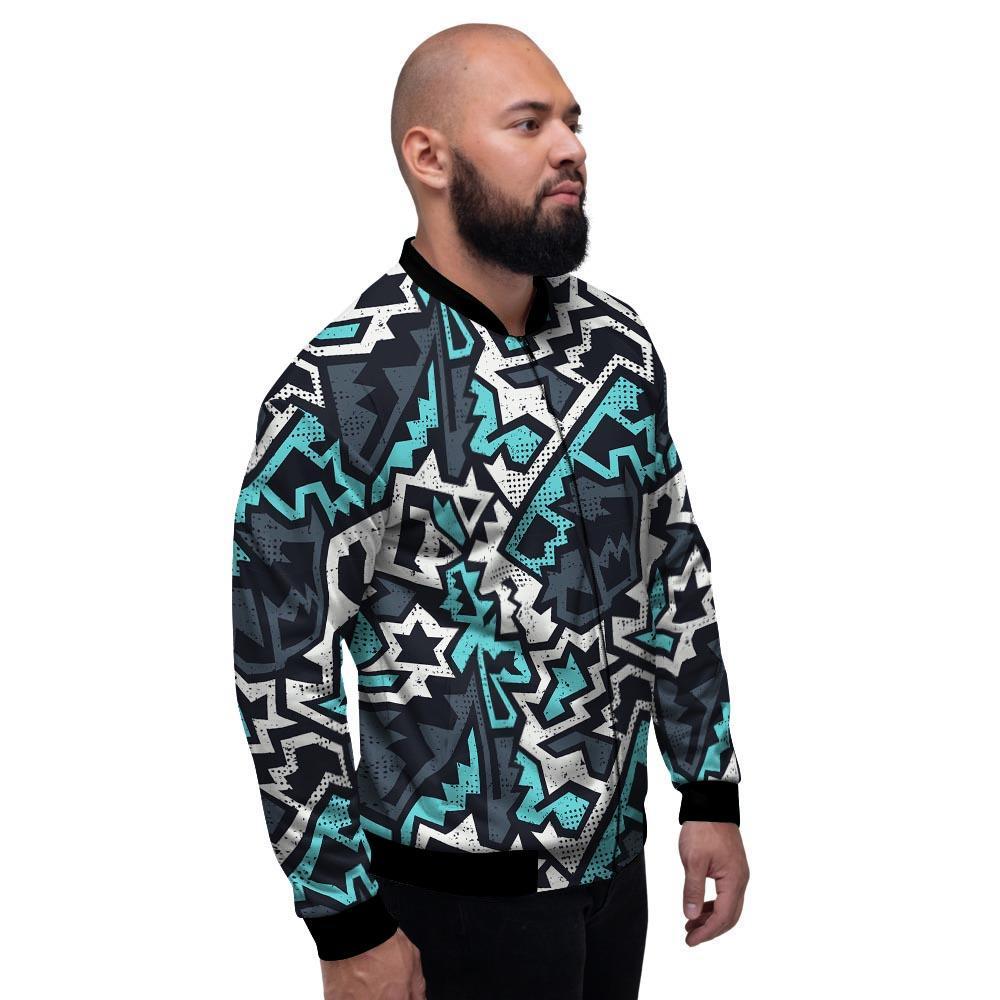 Graffiti Geometric Print Men's Bomber Jacket-grizzshop