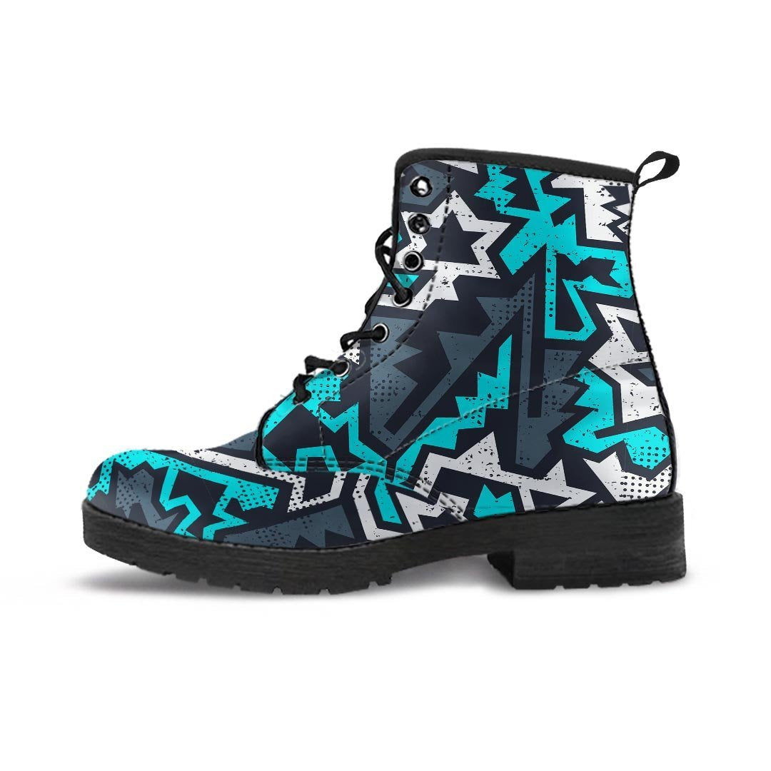 Graffiti Geometric Print Men's Boots-grizzshop