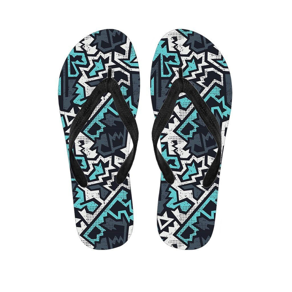 Graffiti Geometric Print Men's Flip Flops-grizzshop