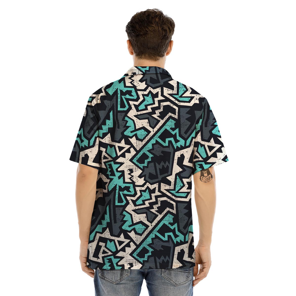 Graffiti Geometric Print Men’s Hawaiian Shirt-grizzshop