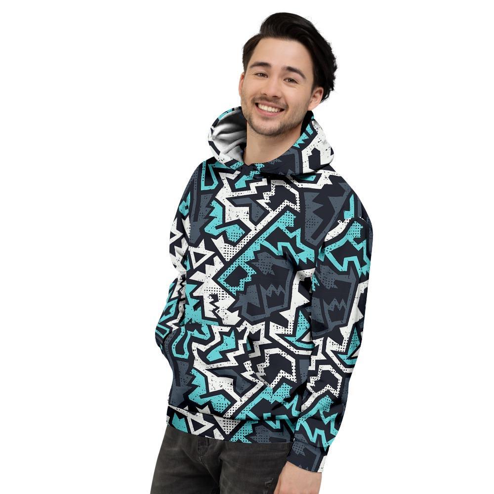 Graffiti Geometric Print Men's Hoodie-grizzshop