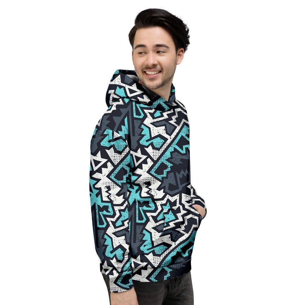 Graffiti Geometric Print Men's Hoodie-grizzshop