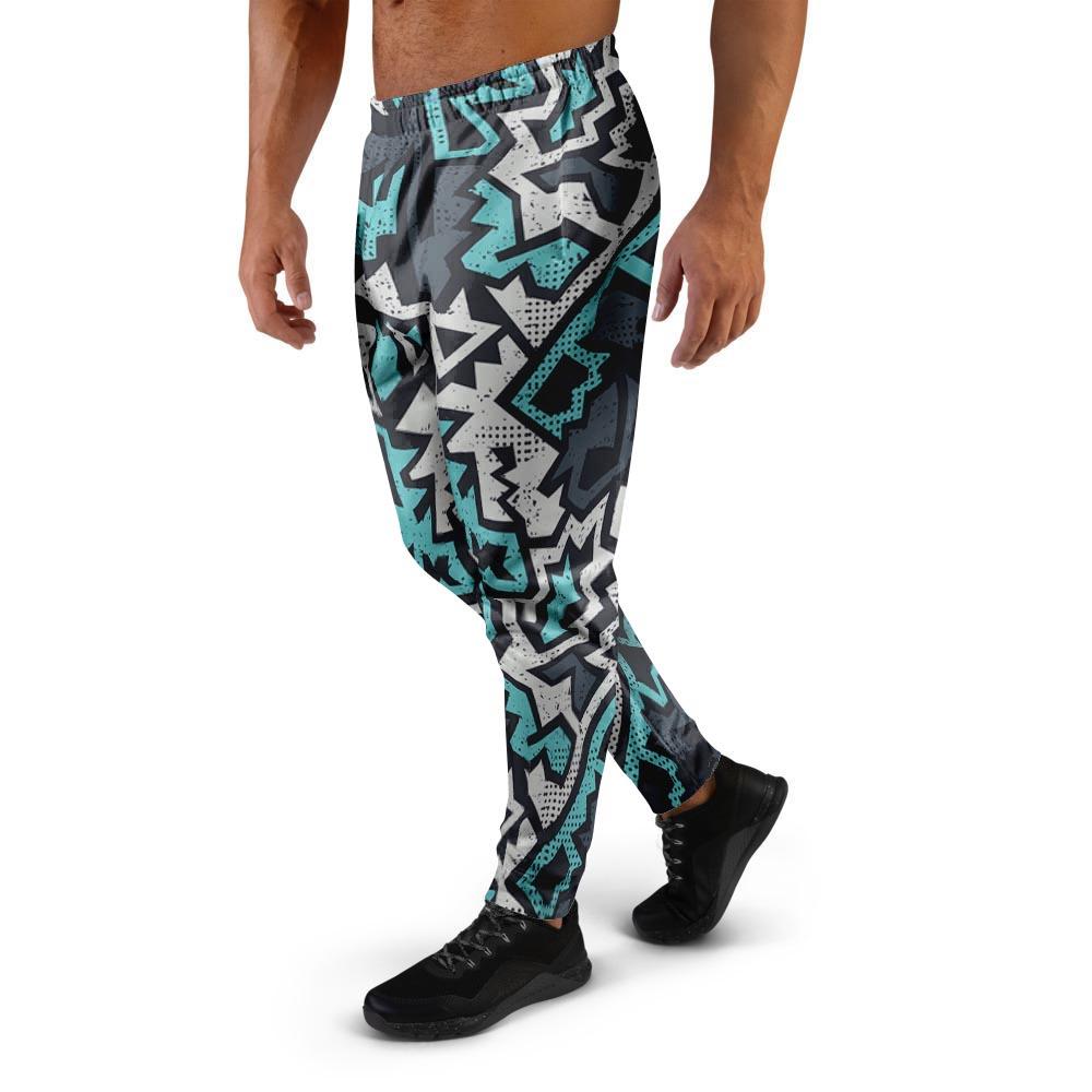 Graffiti Geometric Print Men's Joggers-grizzshop