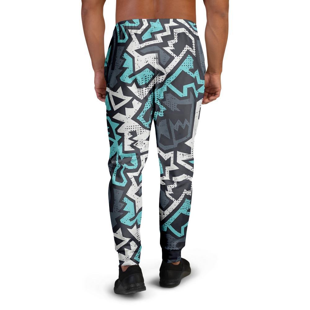 Graffiti Geometric Print Men's Joggers-grizzshop