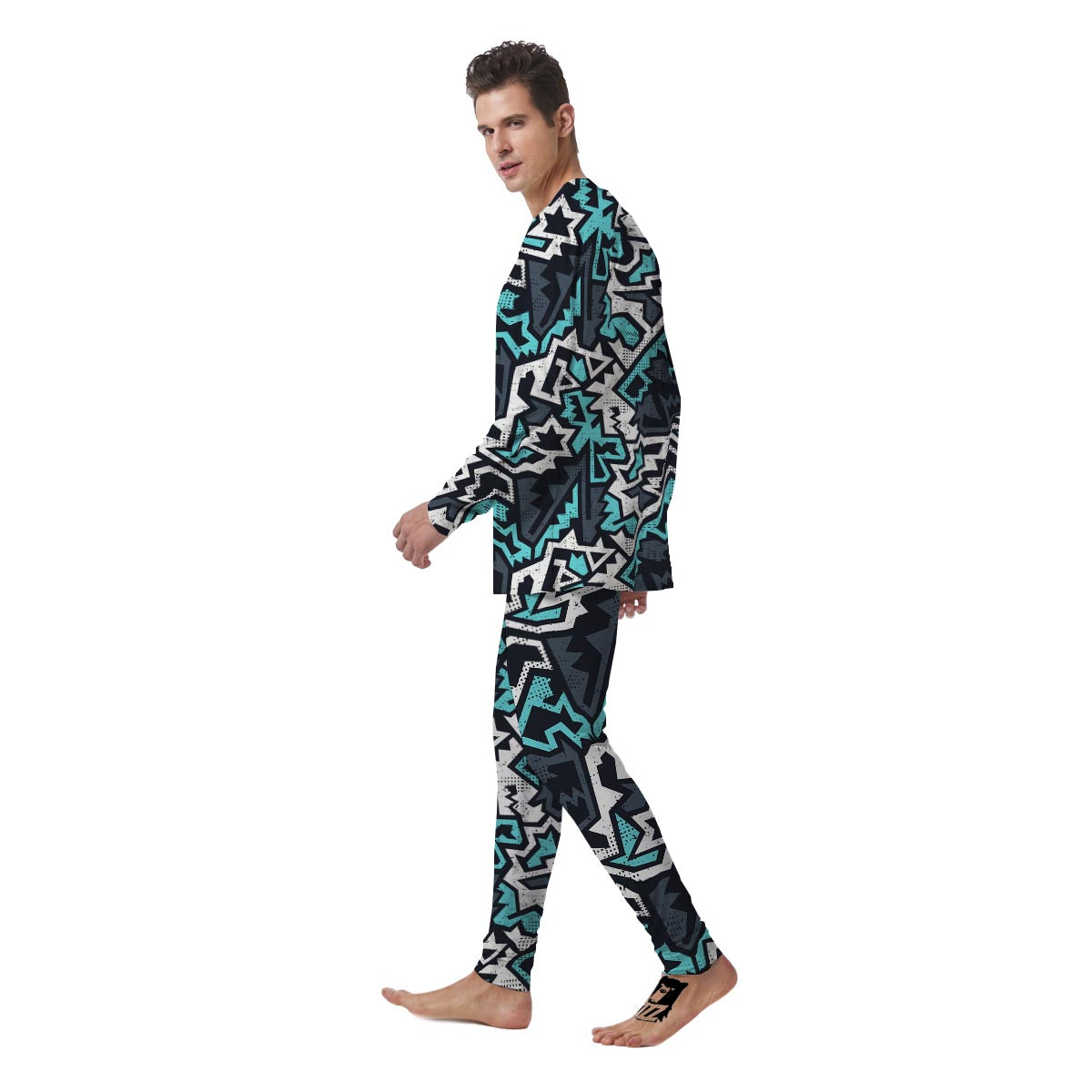 Graffiti Geometric Print Men's Pajamas-grizzshop