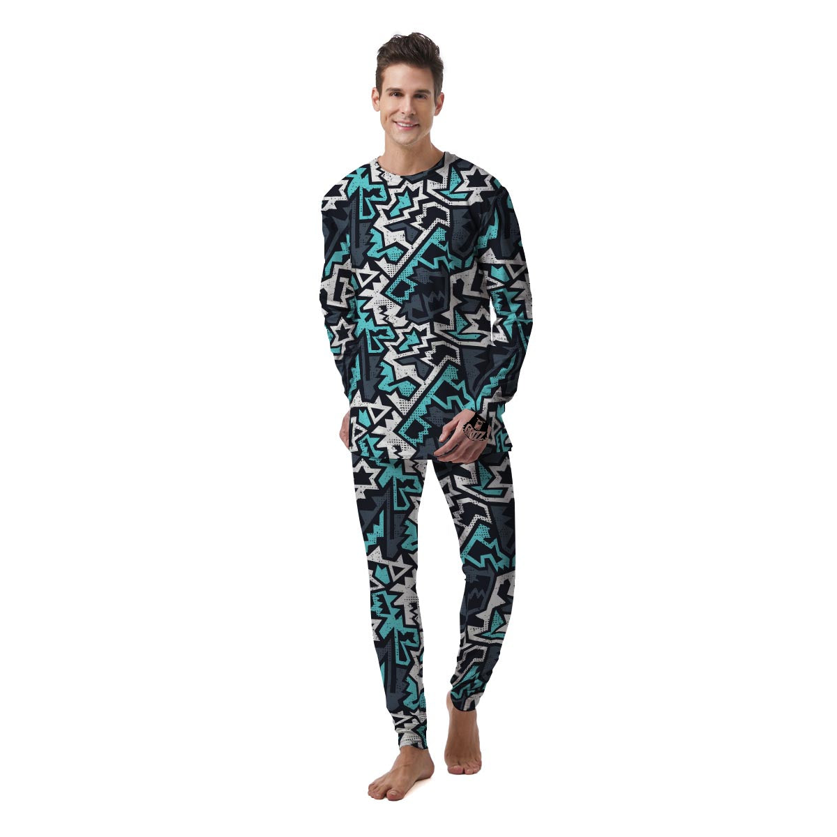 Graffiti Geometric Print Men's Pajamas-grizzshop