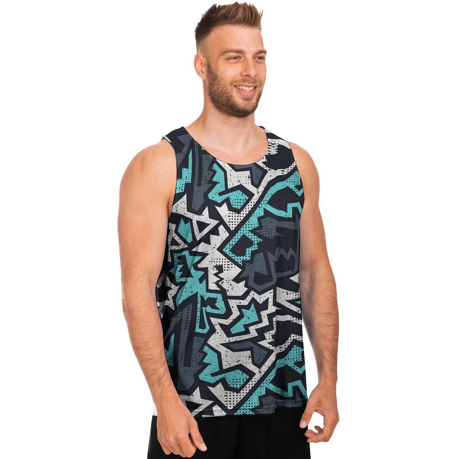 Graffiti Geometric Print Men's Tank Tops-grizzshop