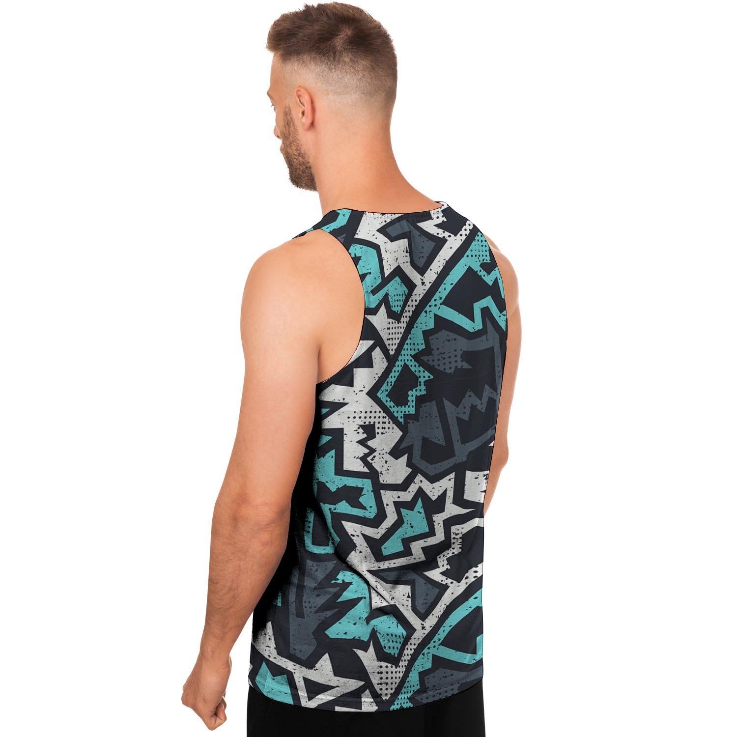 Graffiti Geometric Print Men's Tank Tops-grizzshop