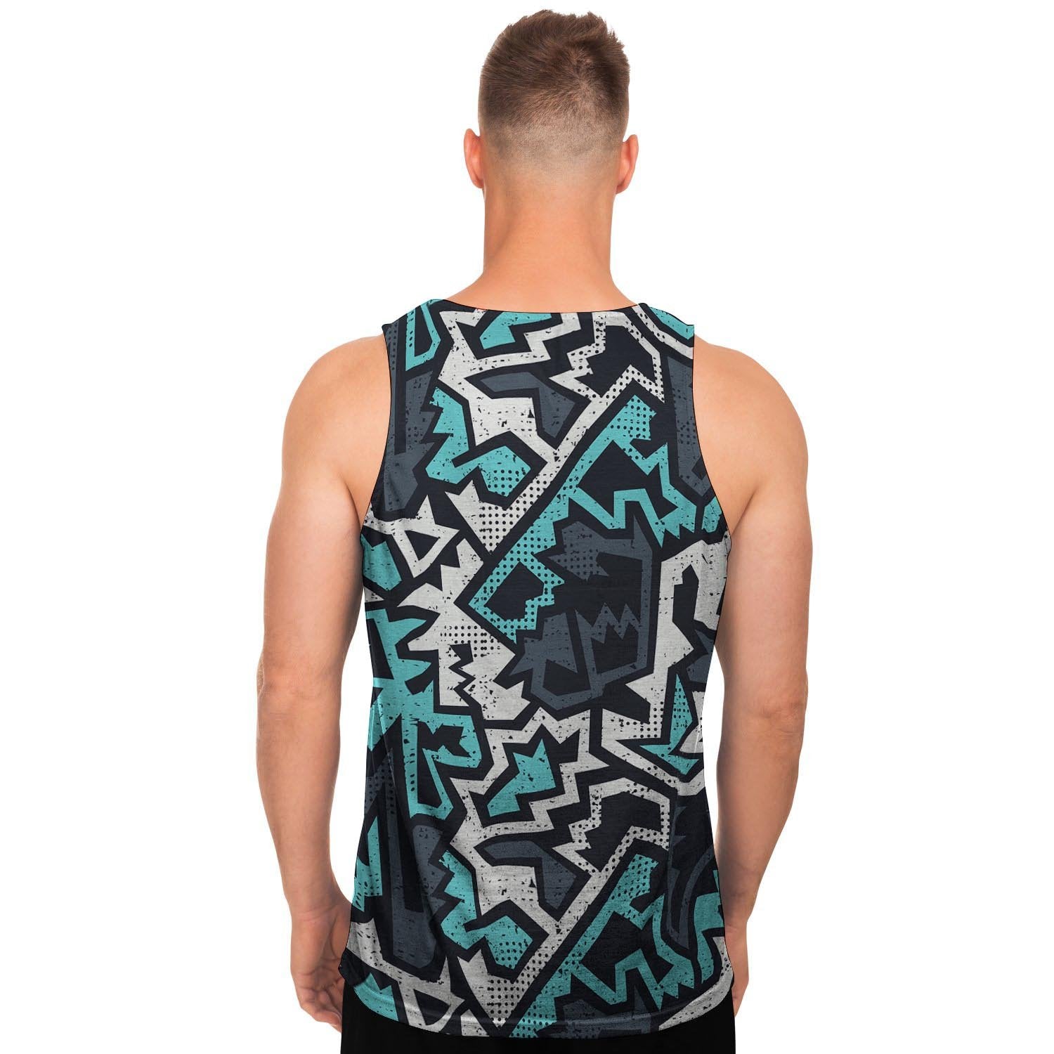 Graffiti Geometric Print Men's Tank Tops-grizzshop