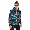 Graffiti Geometric Print Men's Zip Up Hoodie-grizzshop