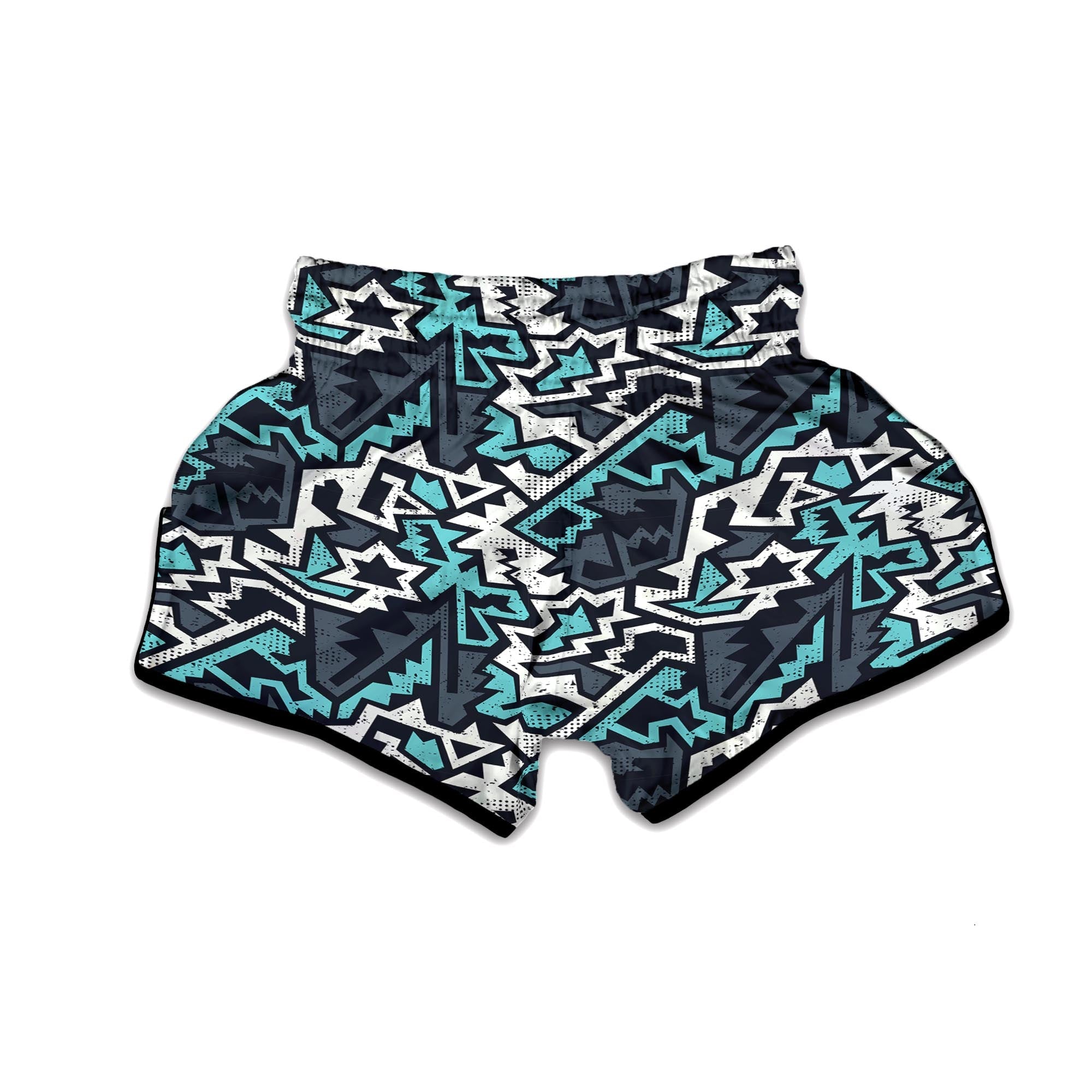 Graffiti Geometric Print Muay Thai Boxing Shorts-grizzshop