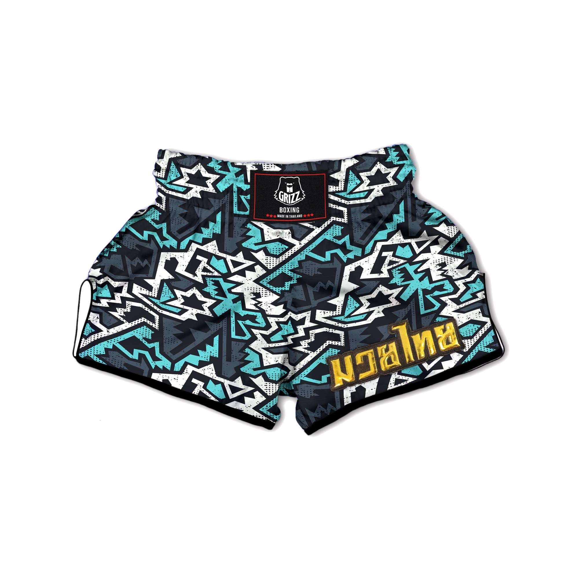 Graffiti Geometric Print Muay Thai Boxing Shorts-grizzshop