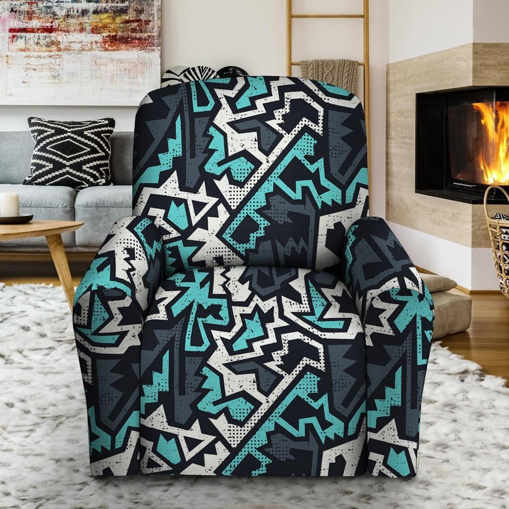 Graffiti Geometric Print Recliner Cover-grizzshop