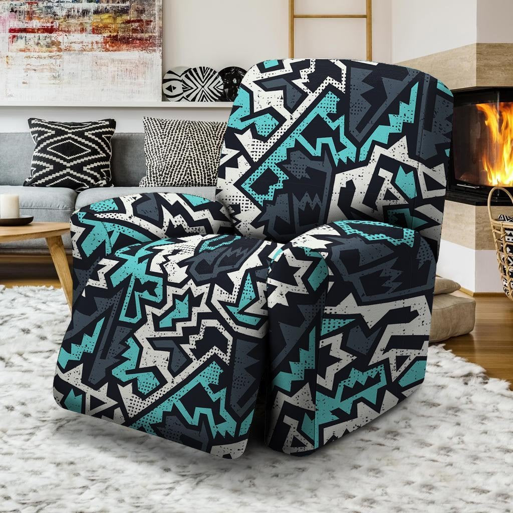 Graffiti Geometric Print Recliner Cover-grizzshop