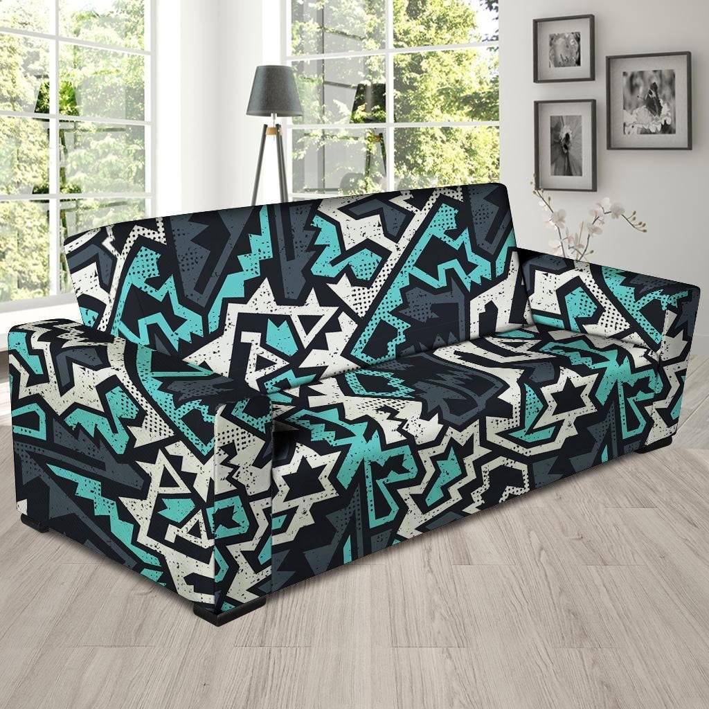 Graffiti Geometric Print Sofa Cover-grizzshop