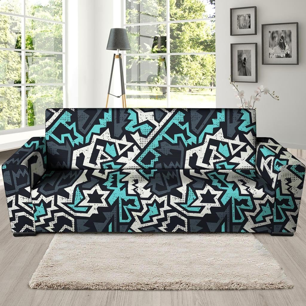 Graffiti Geometric Print Sofa Cover-grizzshop