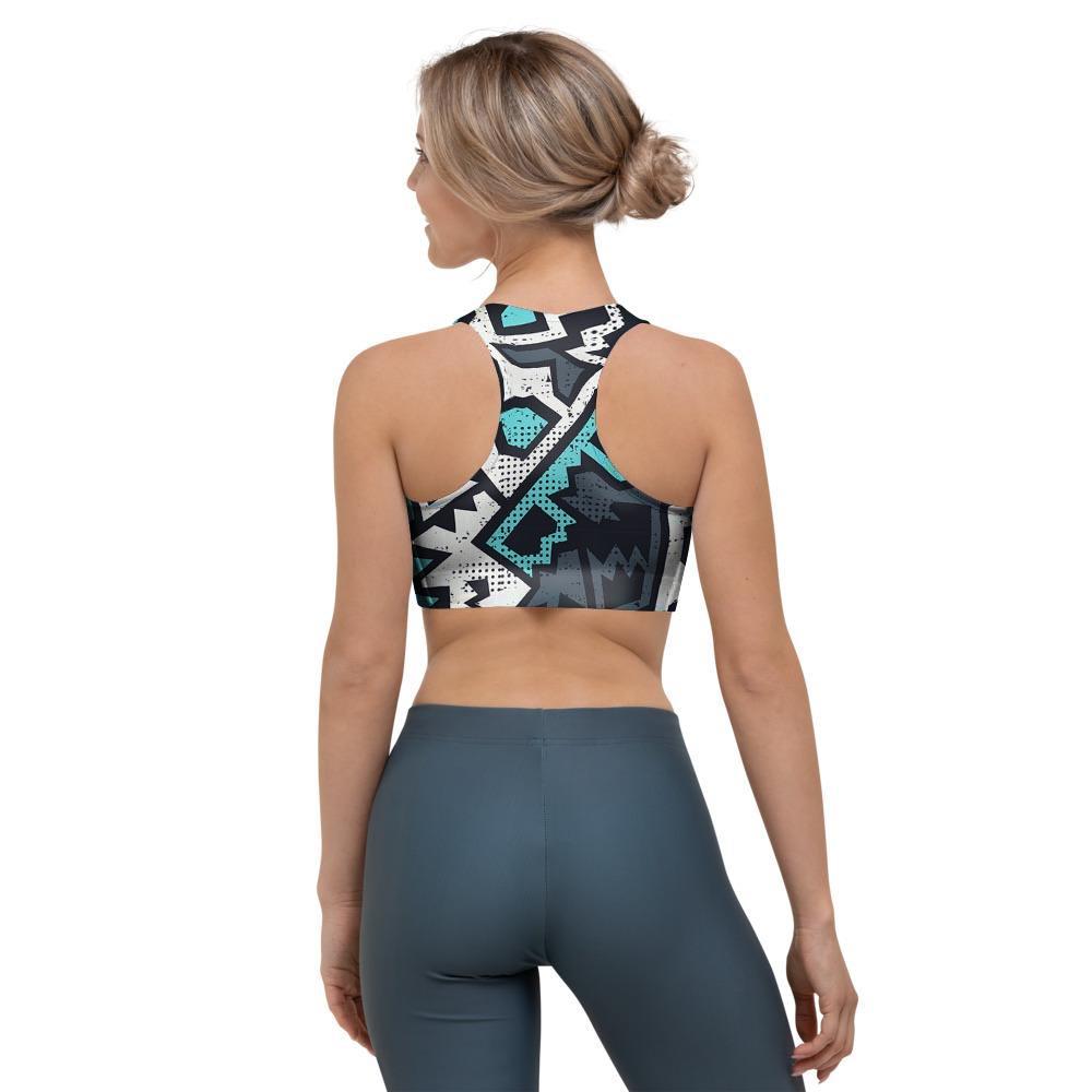 Graffiti Geometric Print Sports Bra-grizzshop