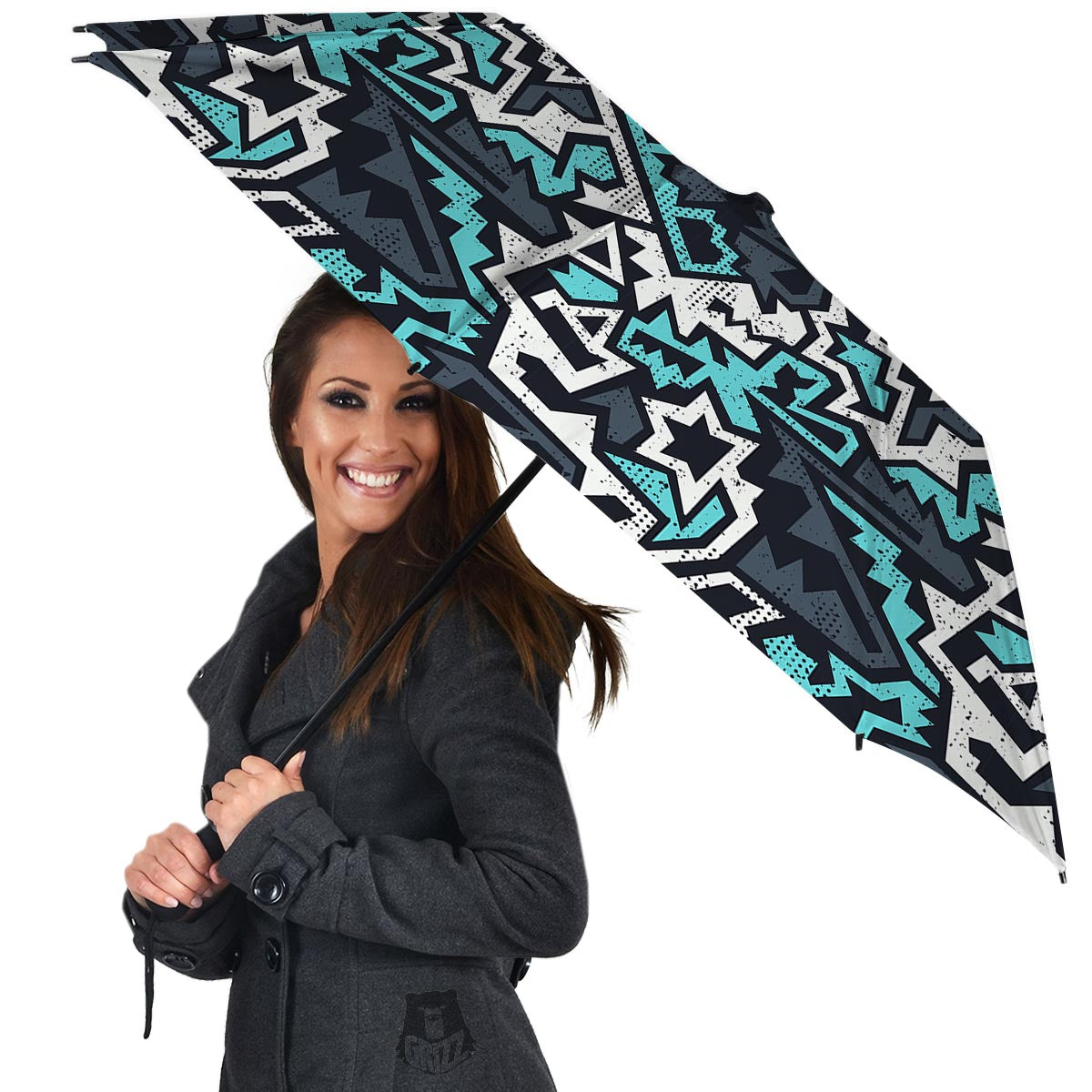 Graffiti Geometric Print Umbrella-grizzshop