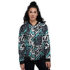 Graffiti Geometric Print Women's Bomber Jacket-grizzshop