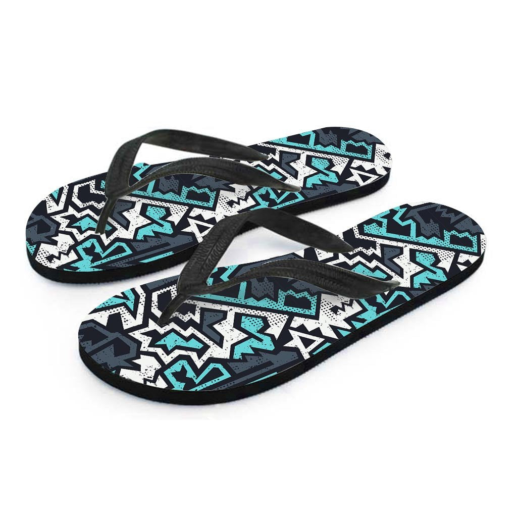 Graffiti Geometric Print Women's Flip Flops-grizzshop