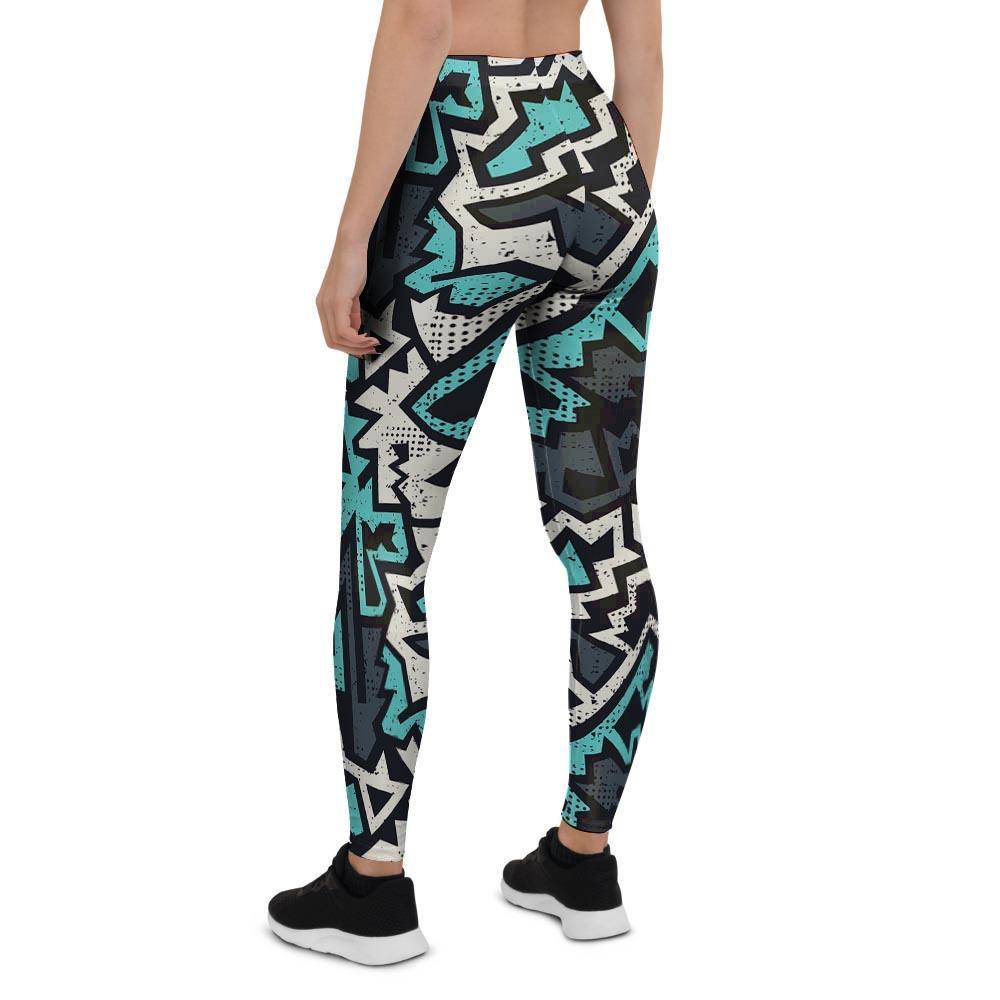 Graffiti Geometric Print Women's Leggings-grizzshop