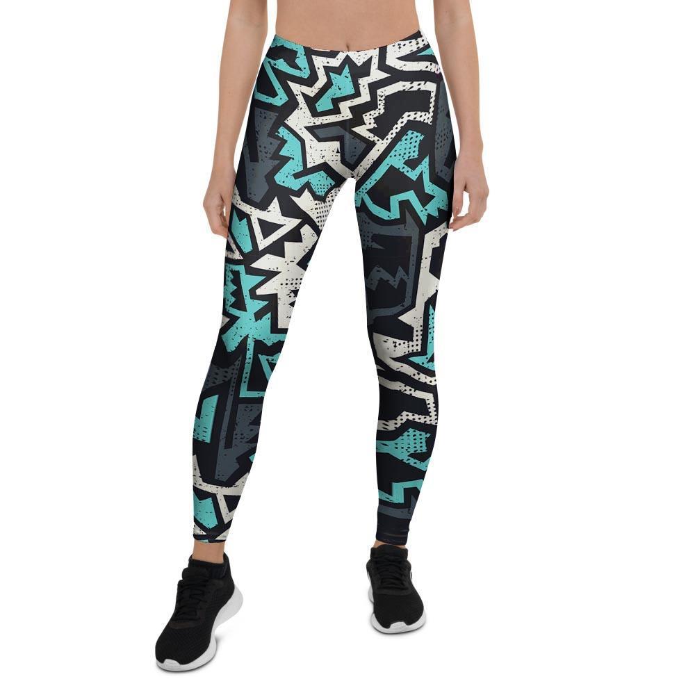 Graffiti Geometric Print Women's Leggings-grizzshop