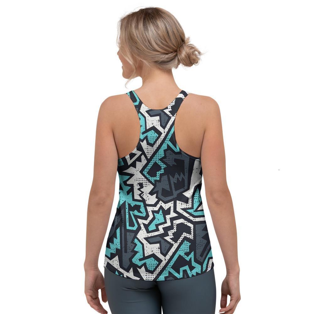 Graffiti Geometric Print Women's Racerback Tank Top-grizzshop