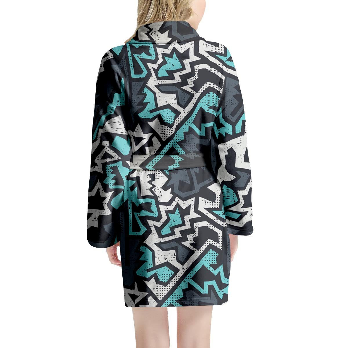 Graffiti Geometric Print Women's Robe-grizzshop