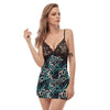 Graffiti Geometric Print Women's Sexy Night Dress-grizzshop