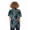 Graffiti Geometric Print Women's Short Sleeve Shirts-grizzshop